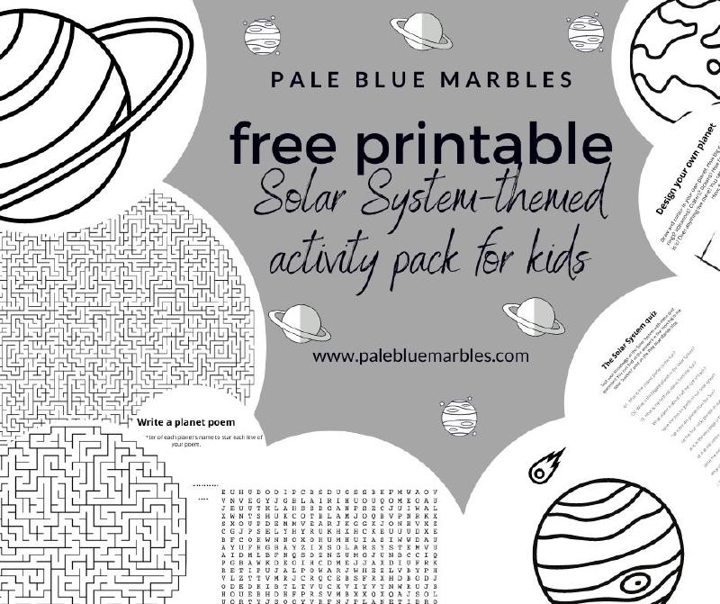 Free Solar System printable activity pack for kids