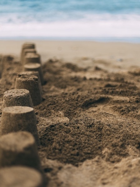 Sand pies on a beach